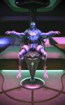  3d_(artwork) alien anthro bdsm bed blindfold blue_penis bondage bound chair chair_bondage digital_media_(artwork) electrode electrostimulation erection furniture gag gagged genitals hi_res leather male mammal mass_effect neon_lights not_furry nude penis ralic_turman restraints solo turian video_games wire 