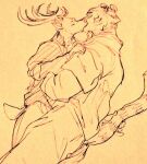  anthro antlers beastars bill_(beastars) cervid clothed clothing clothing_grab duo embrace eyes_closed felid fully_clothed horn hug kissing louis_(beastars) male male/male mammal pantherine tail_grabbing tiger wuffinarts 