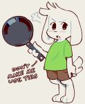  angry anthro blush cave_story clothing cookware dialogue digitigrade english_text frying_pan kitchen_utensils lagomorph looking_at_viewer male mammal mimiga solo text tools video_games wamudraws 
