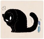  1boy ? animal arms_behind_back bbvip_neko black_cat blue_hair cat long_hair luoxiaohei oversized_animal simple_background spoken_question_mark standing tan_background the_legend_of_luo_xiaohei twitter_username very_long_hair wide_shot wuxian_(the_legend_of_luoxiaohei) 