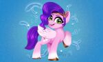  absurd_res brown_hooves crown cutie_mark equid equine eyebrows eyelashes feathered_wings feathers female feral green_eyes hair hasbro hi_res hooves mammal mlp_g5 musical_note my_little_pony pegasus pink_body pink_feathers pipp_petals_(mlp) purple_hair purple_tail smile solo techycutie wings 
