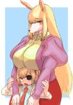  anthro big_breasts biped blonde_hair blush borzoi bottomwear breasts brown_eyes brown_nose canid canine canis clothing coat domestic_dog duo eyebrow_through_hair eyebrows female foxtail_hakase fur hair hi_res human hunting_dog inner_ear_fluff jacket kemofujin kemofujin_(comic) kemono lab_coat larger_anthro larger_female long_ears long_hair long_snout mammal missing_eye nanafushi necktie open_mouth open_smile red_eyes shirt short_hair sighthound size_difference skirt smaller_female smaller_human smile snout thick_eyebrows topwear translucent translucent_hair tuft white_body white_fur 