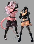  2022 alien alien_humanoid android_21 atlus big_breasts black_sclera breasts chain clothed clothing digital_media_(artwork) dragon_ball dragon_ball_fighterz duo ear_piercing female goth hair hat headgear headwear hi_res human humanoid humanoid_pointy_ears long_hair majin majin_android_21 mammal megami_tensei megami_tensei_persona naoto_shirogane not_furry piercing pink_body pink_skin red_eyes simple_background thebigbadwolf01 thick_thighs video_games white_hair 
