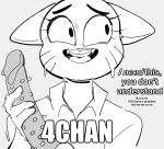  2020 4chan anthro big_eyes bodily_fluids cartoon_network clothed clothing dbaru dialogue digital_media_(artwork) dildo domestic_cat english_text eyebrows eyelashes fangs felid feline felis female fingers holding_dildo holding_object holding_sex_toy looking_aside mammal markings mature_anthro mature_female monochrome nervous nervous_smile nervous_sweat nicole_watterson nubbed_dildo open_mouth open_smile parody polo_shirt prick_ears sex_toy shirt sketch smile solo sweat teeth text the_amazing_world_of_gumball topwear whisker_markings 