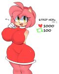  &lt;3 2022 absurd_res accessory amy_rose anthro big_breasts black_nose blush breasts clothing dress english_text eulipotyphlan eyelashes female gloves green_eyes hair hair_accessory hairband handwear hedgehog hi_res huge_breasts looking_at_viewer mammal mishythesheep nipple_outline open_mouth open_smile pink_hair sega short_hair simple_background small_waist smile solo sonic_the_hedgehog_(series) text white_background wide_hips 