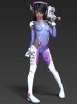  1girl 3d black_hair bodysuit breasts cameltoe d.va_(overwatch) overwatch small_breasts solo spandex standing tagme thighs weapon 