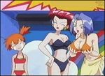  bikini breast_grab breasts gif kasumi_(pokemon) kojirou_(pokemon) lowres musashi_(pokemon) pokemon smile swimsuit tears 