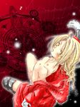  blonde_hair blush bottomless boy bruise bruises cum edward_elric fullmetal_alchemist gloves injury looking_back male male_focus open_clothes open_shirt shirt topless trap 