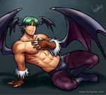  bara darkstalkers genderswap green_hair humplex muscle short_hair vampire_(game) wings 