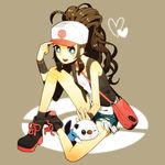  baseball_cap blue_eyes denim denim_shorts hat m-minato mijumaru oshawott pokemon pokemon_(game) pokemon_black_and_white pokemon_bw shorts touko_(pokemon) white_(pokemon) 