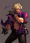  blonde_hair collar king_of_fighters kof male male_focus muscle shen_woo snk tattoo 