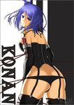  1girl aquas_(artist) artist_request ass bdsm blue_hair bondage bound hair_in_mouth konan labret_piercing naruto naruto_shippuuden rose_tattoo tattoo 