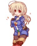  1girl blonde_hair female final_fantasy final_fantasy_tactics genderswap gloves long_hair nanaya open_mouth pants ponytail ramza_beoulve red_eyes short simple_background solo white_background 