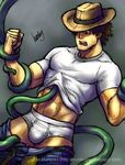  bara boy_rape bulge green_tentacles hat humplex muscle soraou tentacle tentacles_on_male undressing wolverine yaoi 