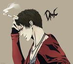  black_hair capcom cigarette dante dante_(dmc:_devil_may_cry) devil_may_cry dmc:_devil_may_cry jewelry male male_focus necklace red_eyes smoking 