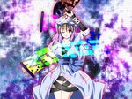  dress fal_(falketto) fan fusion gradient_hair hijiri_byakuren image_sample multicolored_hair pixiv_sample saigyouji_yuyuko sorcerer's_sutra_scroll touhou 