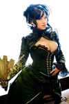  asian big_breasts breasts cleavage corset cosplay fan large_breasts photo yaya_han 