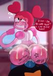  absurd_res body_writing bootydox cartoon_network clueless_sex hi_res innocence oblivious on_lap sitting_on_lap spinel_(steven_universe) steven_universe tagme 