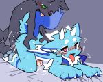  &lt;3 &lt;3_eyes anal anal_penetration anthro black_body black_fur blue_body blush bodily_fluids canid canine canis claws dragon duo fur furred_dragon genital_fluids genitals green_eyes hi_res kemono male male/male male_penetrated male_penetrating male_penetrating_male mammal nifuramu_(pizademokttero) nude open_mouth pawpads paws penetration penis pizademokttero precum sex tears tongue tongue_out white_body wings wolf 