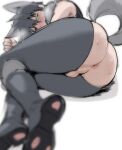  1boy animal_ears anus bangs blurry blurry_foreground cat_boy cat_ears cat_tail commentary commentary_request echigoya_takeru extra_ears highres looking_at_viewer lying male_focus on_side original otoko_no_ko short_hair simple_background sketch solo tail white_background 