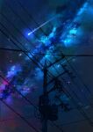  absurdres cable cloud dark highres night night_sky no_humans original outdoors power_lines scenery shooting_star sky sumassha_t_t utility_pole 