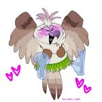  &lt;3 accipitrid accipitriform angry_birds anthro avian bird bird_feet blush clothing coconut_bra debbie_(angry_birds) eagle excited eyes_closed female footwear happy ice jumping open_mouth pseudo_hair shoes solo unknown_artist video_games 