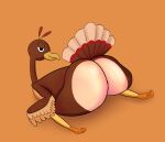  absurd_res avian big_butt bird butt butt_focus feathered_wings feathers female feral galliform hi_res huge_butt phasianid ryuzakev solo thick_thighs turkey wings 