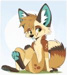  2022 4_toes 5_fingers anthro aseethe canid canine claws digital_media_(artwork) eyebrows eyelashes feet fingers fox fur green_eyes hair hi_res inner_ear_fluff male mammal pawpads paws smile solo toe_claws toes tuft white_hair 