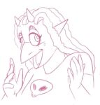  anthro beak clothed clothing dinosaur dreadlocks female goodbye_volcano_high hair horn long_hair looking_at_viewer makeup monochrome open_mouth reptile scalie simple_background sketch snoot_game_(fan_game) solo unknown_artist video_games white_background 
