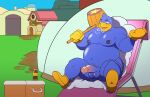  avian balls bird bodily_fluids clothing erection exhibitionism genital_fluids genitals hi_res invalid_tag king_dedede kirby kirby_(series) nintendo overweight penguin penis pinup pose precum slightly_chubby swimwear video_games 