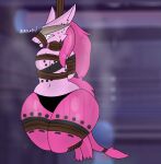  anthro arms_tied bdsm big_butt big_waist bondage bound butt canid canine clothing fan_character forced gag gagged hi_res male male/male mammal panties plapjax solo suspension_bridge_position thick_thighs underwear 