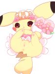  anus blush clothed clothing female feral generation_1_pokemon genitals headgear headwear hi_res looking_at_viewer nakimayo nintendo pikachu pokemon pokemon_(species) pussy red_eyes simple_background solo video_games white_background yellow_body 
