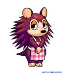  2020 aliasing animal_crossing anthro apron apron_only clothing eulipotyphlan female guywiththepie hedgehog mammal mostly_nude nintendo sable_able simple_background solo video_games white_background 