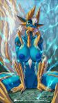  alanscampos anthro areola big_breasts blue_body breasts capcom fanged_wyvern female fur genitals hi_res horn looking_at_viewer mammal monster_hunter nipples nude pussy scales scalie solo tongue video_games zinogre 