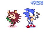  2019 animal_crossing anthro apron apron_only classic_sonic classic_sonic_(universe) clothing duo eulipotyphlan female guywiththepie hedgehog male mammal mostly_nude nintendo ring_(sonic) sable_able sega simple_background smile sonic_the_hedgehog sonic_the_hedgehog_(series) video_games watermark white_background 