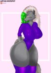  absurd_res animatronic anthro big_breasts breasts canid canine canis clothing curvaceous curvy_figure female five_nights_at_freddy&#039;s five_nights_at_freddy&#039;s:_security_breach fluffy fluffy_tail hi_res liafurr machine mammal mature_female piercing robot roxanne_wolf_(fnaf) scottgames solo text thick_thighs tight_clothing url video_games voluptuous wolf 