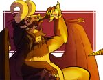  anthro artist_name border bottle brown_body brown_wings claws dragon drinking ears_back finger_claws holding_bottle holding_object horn kardinaluz male membrane_(anatomy) membranous_wings narrowed_eyes nude pivoted_ears shadowwolfhunter simple_background sitting solo white_border white_horn wing_claws wings yellow_body yellow_claws 