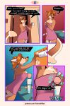  annoyed anthro big_breasts breast_expansion breasts bubble canid canine canis dialogue digital_media_(artwork) domestic_dog door expansion fluffy fox foxinuhhbox garage growth hi_res invalid_tag magic mammal olive_(disambiguation) science sex_toy shower sound sound_effects speech_bubble text towel transformation vibrator 