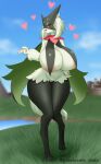  &lt;3 anthro areola big_breasts blush breasts felid feline female fur generation_9_pokemon green_body green_fur hi_res mammal meowscarada nintendo nude pokemon pokemon_(species) smile solo video_games wowowo 