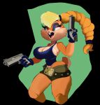  anthro belt big_breasts big_butt bottomwear breasts butt cleavage clothed clothing cosplay crabtopus female gun hair handgun hi_res hotpants lagomorph lara_croft leporid lola_bunny long_ears looney_tunes makeup mammal mascara open_mouth pistol ponytail rabbit ranged_weapon shirt shorts side_boob small_waist solo tank_top thick_thighs tomb_raider topwear warner_brothers weapon wide_hips 