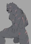  absurd_res anthro anus balls black_sclera blaidd_(elden_ring) canid canine canis elden_ring fangs fromsoftware genitals hand_on_butt hi_res male mammal muscular muscular_male nipples pink_anus scar solo toraxd video_games wolf 