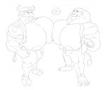  &lt;3 2022 2_horns 2_toes 3_fingers 4_fingers 4_toes anthro bovid bovine breasts bulge cape_buffalo chief_bogo claws clothing curled_horn disney duo eyebrows feet felid fingers hooves horn kartos leodore_lionheart lion male mammal mane monochrome muscular muscular_anthro muscular_male nipples pantherine smile standing tail_tuft thick_eyebrows toe_claws toes tongue tongue_out tuft zootopia 