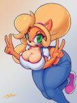  3:4 activision anthro big_breasts breasts butt cleavage clothed clothing coco_bandicoot crash_bandicoot_(series) curvy_figure female hi_res looking_at_viewer overalls smile solo thick_thighs video_games voluptuous wide_hips zframe 