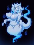  anthro areola belly big_breasts breasts chain claws cuff_(restraint) dax_(daxzor) daxzor dragon female floating genitals ghost hi_res huge_hips lips navel nipples puffy_areola pussy restraints sharp_teeth solo spirit teeth thick_thighs white_body wide_hips 