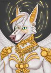  anthro canid canine gift gold halfbody halo hi_res male mammal portrait simuran solo white wings zhekathewolf ztw2022 