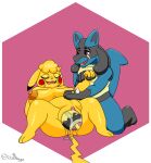 absurd_res anthro belly belly_rub big_breasts bodily_fluids breasts clothing cosplay_pikachu_(character) cosplay_pikachu_(costume) crying digit_ring duo egg emotional female generation_1_pokemon generation_4_pokemon genitals hand_holding hi_res huge_breasts jewelry lucario lying male male/female nintendo nipples ori-doggo oviposition pikachu pikachu_libre plump_labia pokemon pokemon_(species) pregnant puffy_nipples pussy ring tears tears_of_joy thick_thighs video_games volta_(ori-doggo) wedding_ring 