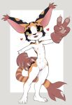  &lt;3 anthro bandai_namco blush breasts clothing digimon digimon_(species) felid female fur gatomon genitals gesture gloves handwear hi_res mammal multi_nipple nipples open_mouth pussy simple_background smile solo tuft v_sign w4g4 whiskers white_background white_body 