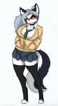  absurd_res anthro big_breasts big_butt blush breasts butt clothing female fluffy fluffy_tail helluva_boss hi_res legwear loona loona_(helluva_boss) pace-maker school_uniform solo thick_thighs thigh_highs uniform 