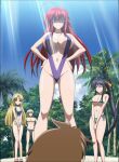  anime_screencap asia_argento beach blonde_hair high_school_dxd highres himejima_akeno hyoudou_issei kiba_yuuto multiple_girls non-web_source red_hair rias_gremory smile swimsuit 