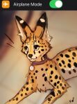  2022 black_nose collar digital_media_(artwork) felid feline flashw fur mammal serval smile spots spotted_body spotted_fur 